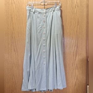Elegant Tan Button-Down Skirt And Jacket Set